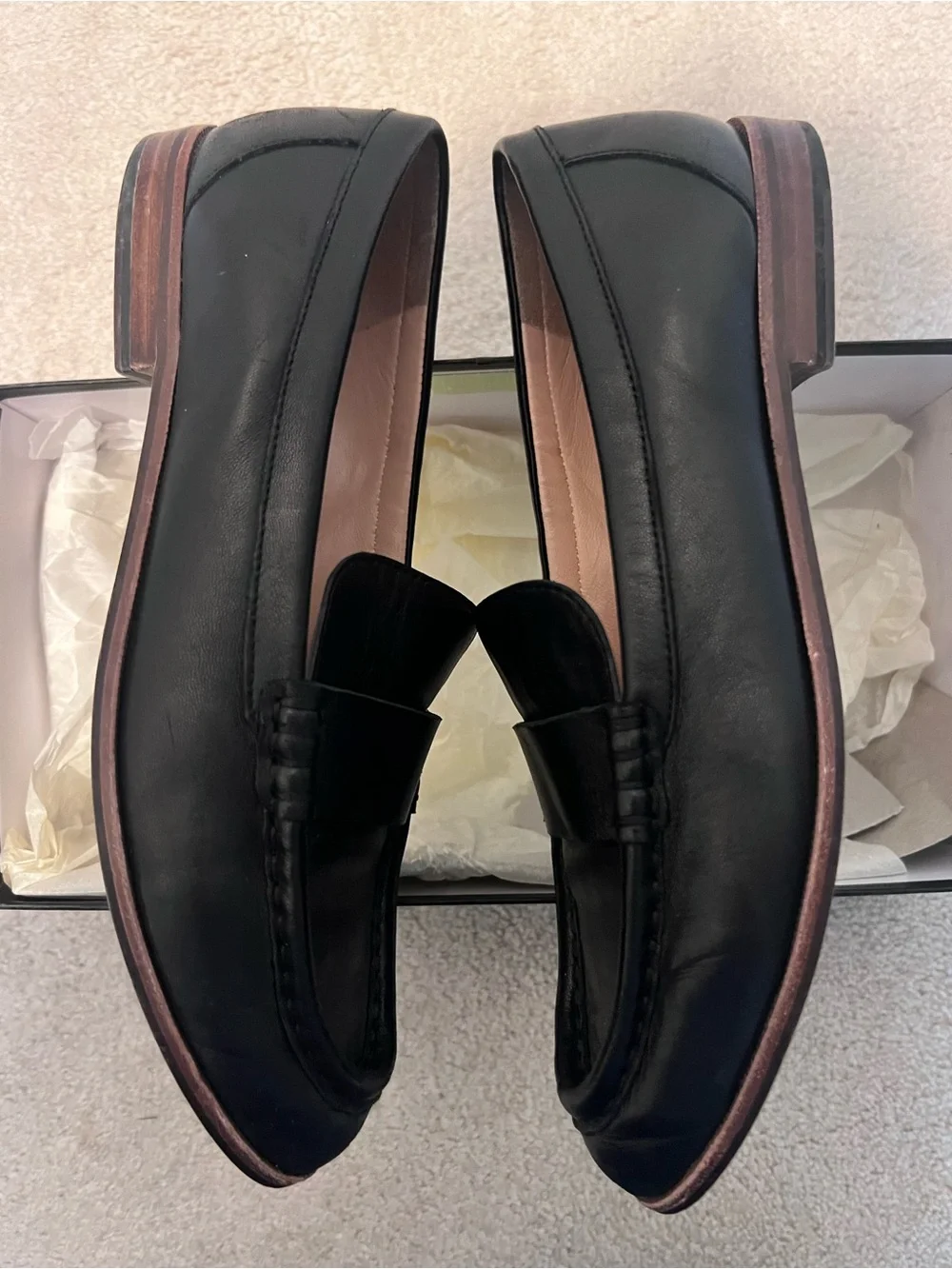 J. Crew - Excellent Pre Loved Condition - Black Leather Penny Loafers